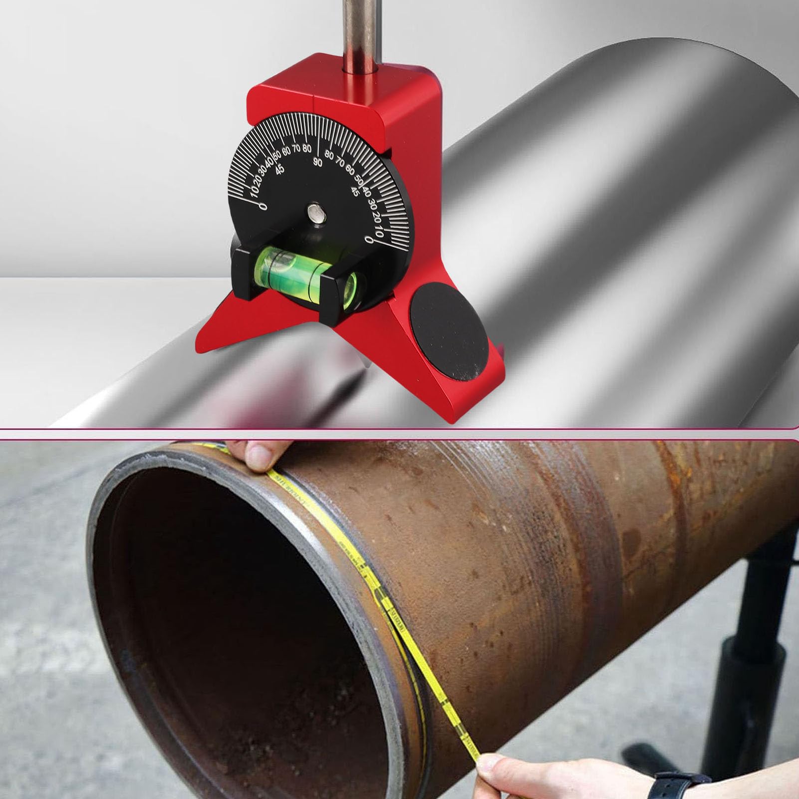 Localisateur de Centre de Tuyau Magnétique, Acier Inoxydable, Cadran de Réglage Rapide, pour Tuyaux de 38 à 152 mm, avec Niveau à Bulle
