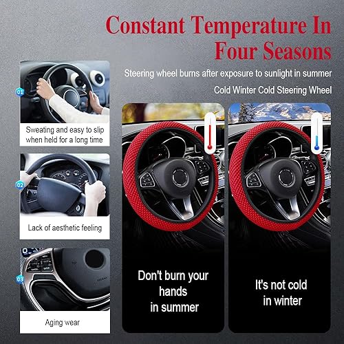 Miniatura 4 de Funda elástica elástica para volante de automóvil, protector antideslizante para volante de automóvil de 15 pulgadas, accesorios universales para