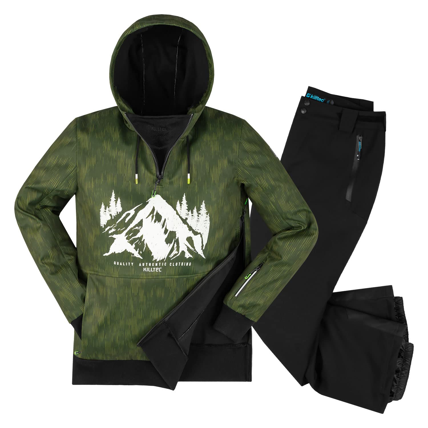 killtec Herren leichter Skianzug - mit 10.000 mm Wassersäule - Windbreaker Hoodie und Funktionshose