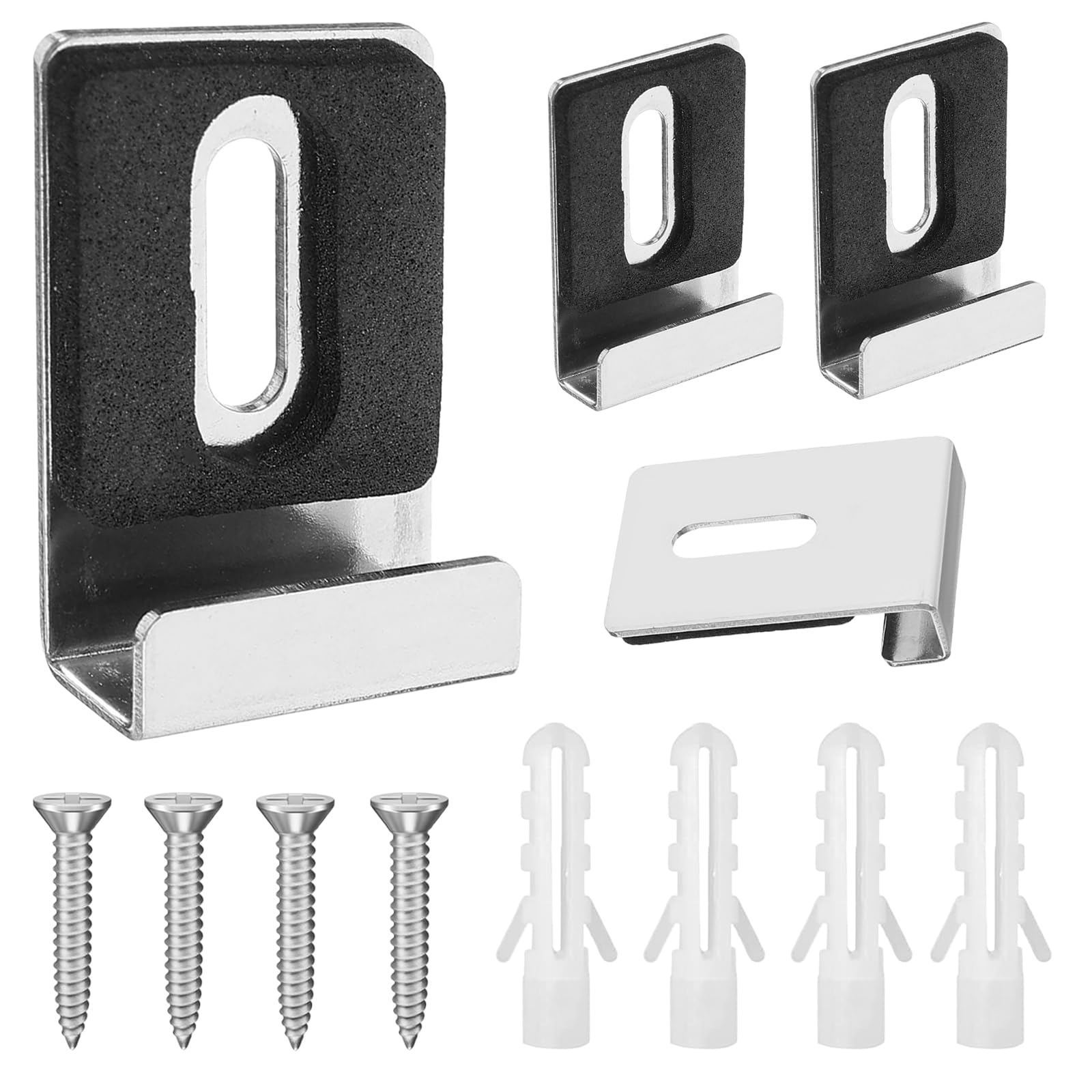 Sourcing Map 4 Clip In Acciaio Inox Per Specchio Senza Cornice - Kit Hardware Con Viti E Cuscinetti In Gomma, Per Montaggio A Parete, Bagno E Cartelloni