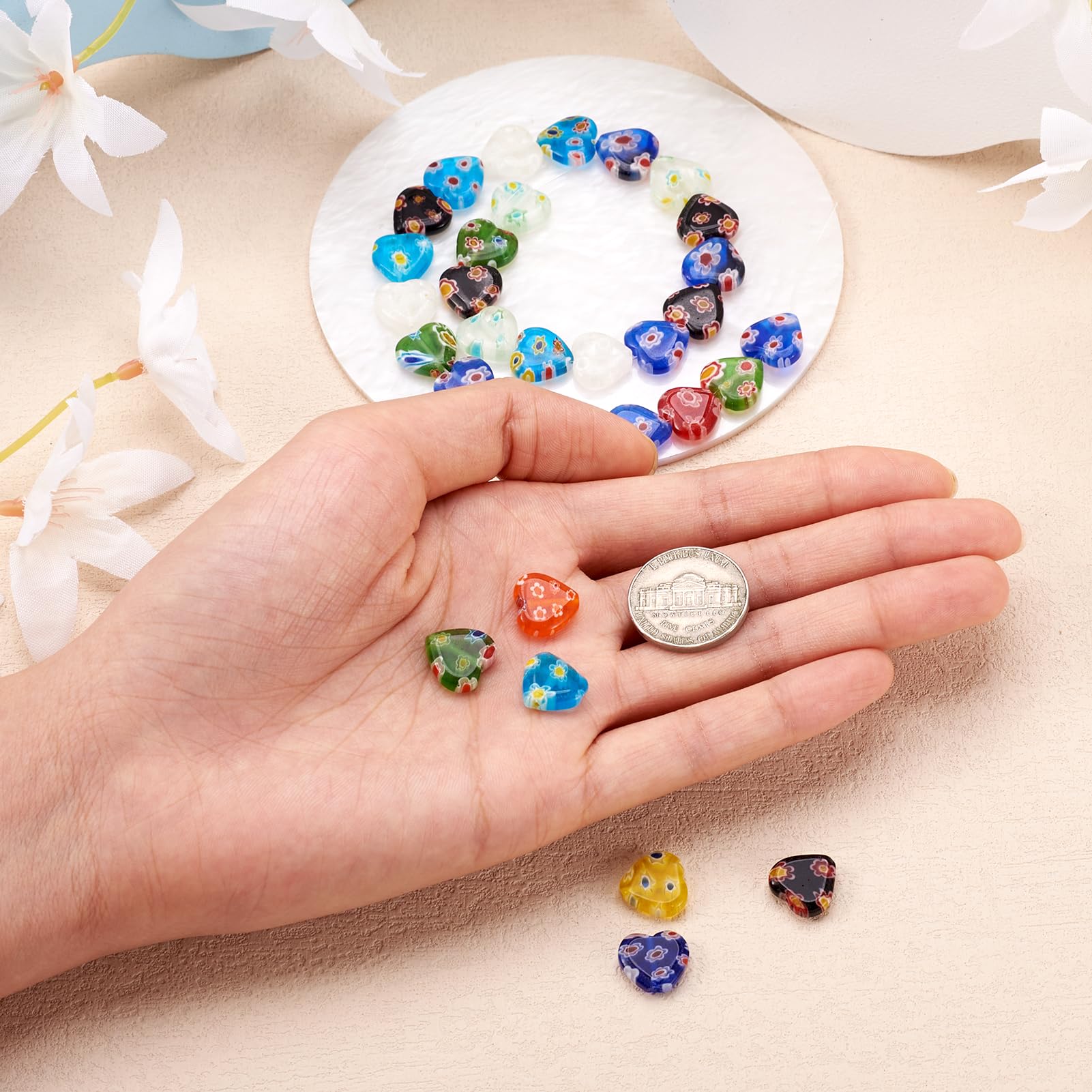 PandaHall - 20 fili di perline in vetro Millefiori fatte a mano, 10 mm