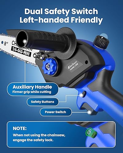 Miniatura 7 de Mini motosierra inalámbrica, de 8 y 6 pulgadas con 2 baterías recargables, sierra de mano alimentada por batería, herramientas de jardinería para