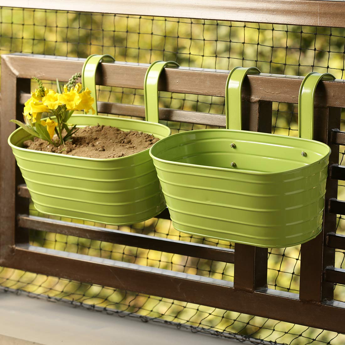 ExclusiveLane Grass Green Garden and Balcony Decorative Metal Hanging Railing and Table Flower Planter Pot (Set of 2) (B07RBPTBB7) Amazon Price History, Amazon Price Tracker