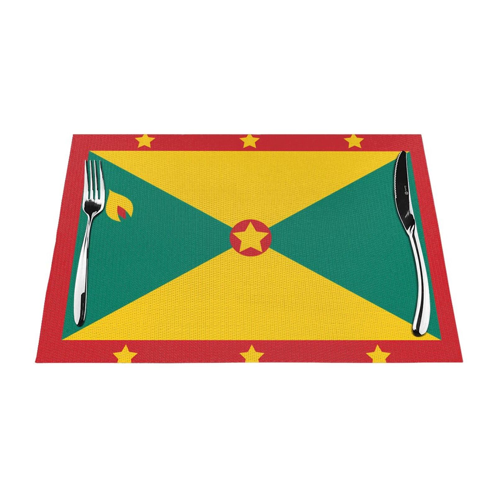 Flag of Grenada 6 Pcs Patterned Woven Placemats are Non-Slip and Heat-Resistant and Complement Any Table