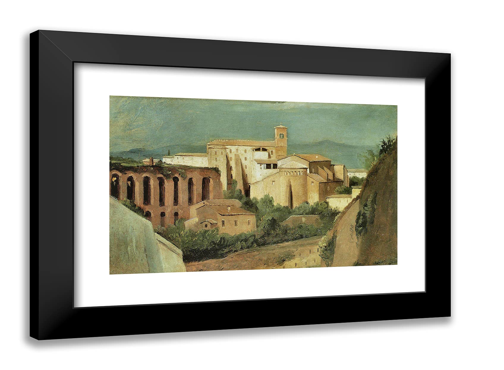 ArtDirectArtDirect Granet, Francois Marius 24x18 Black Modern Framed Art Print Titled: Basilica of St. John and St. Paul