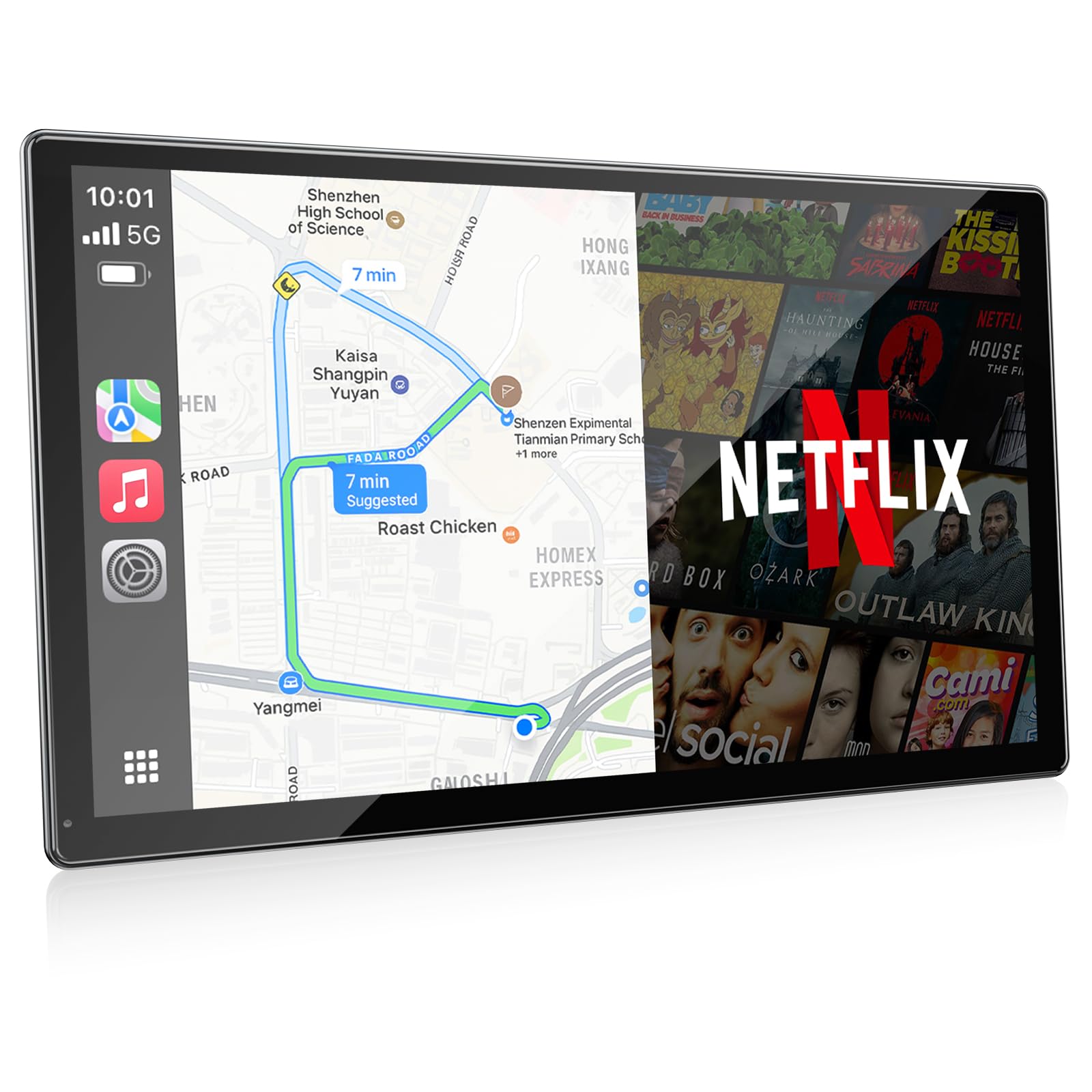 Volam 9''Pantalla Inalámbrica CarPlay y Android Auto con Netflix/Youtube Integrados,Cámara Trasera 1080P Navegación Siri/G00gle Asistencia Actualización FM Compatible con iOS 10+ Android 11+