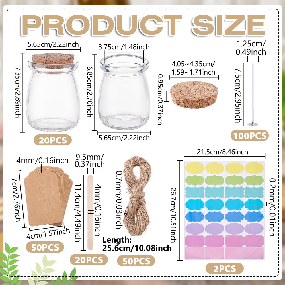 NBEADS 20 confezione di Barattoli di Vetro per Candele per Realizzare Candele Contenitori per Candele Trasparenti con Coperchi Stoppino Spago Etichetta Kit per Un Regalo Spezie Profumate Fatte In Casa