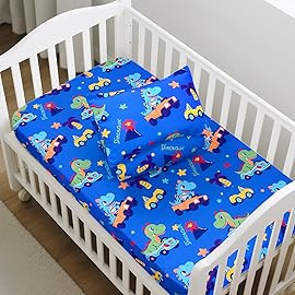 Cloele Dinosaur Crib Bedding Sets for Boys - 3 Piece Standard Size Baby Bedding Set Includes Crib Comforter Fitted Sheet Toddler Pillowcase - Nursery Bedding Set for Boys and Girls