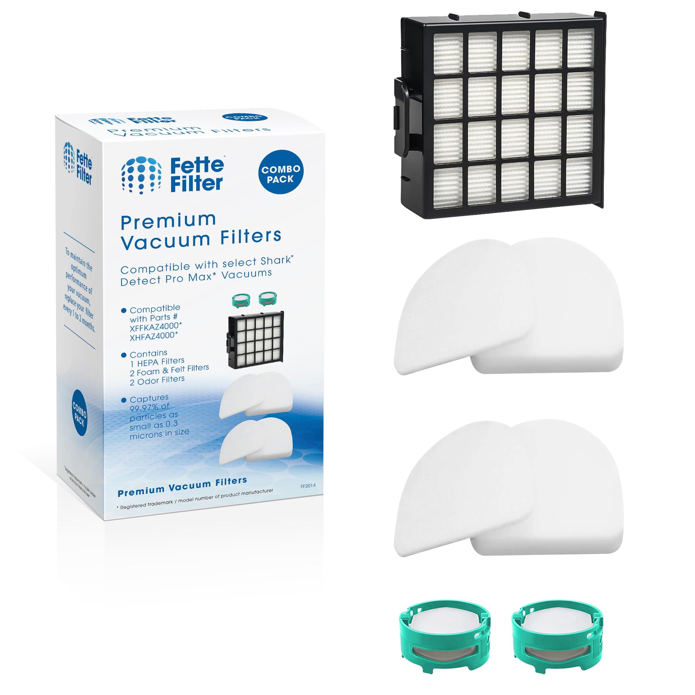 AZ4000 filter set compatible with Shark Detect Pro Max Upright Vacuum AZ4000 AZ4002 AZ4000C AZ4002W 1 Hepa Filters + 2 Foam &amp; Felt Sets + 2 Odor Cartridges # XFFKAZ4000 XHFAZ4000 1541FC3000