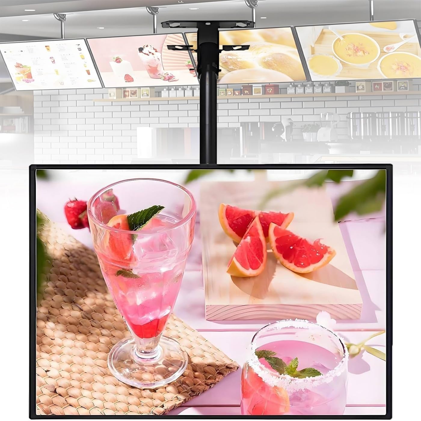 Stojak na menu LED, skrzynka oświetleniowa A1 z ramieniem teleskopowym, ramka na plakat ze szkła hartowanego, podświetlana tablica menu, do restauracji i kawiarni
