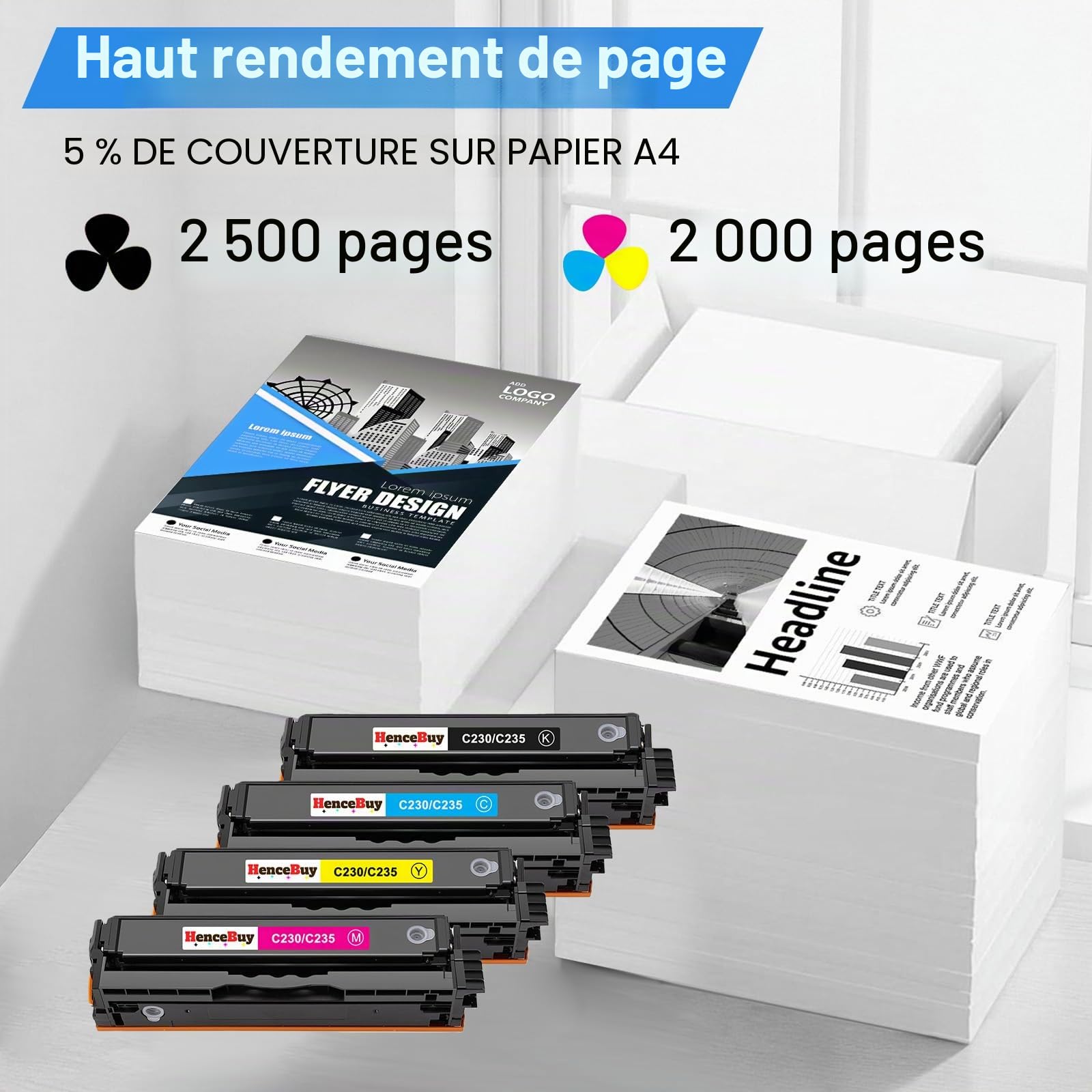 Cartouches de toner compatibles C230 C235 pour Xerox C235 C230 | Lot de 4 cartouches de toner pour Xerox C235 C230 C235DNI C230DNI C235/DNI C230/DNI - 006R04383 006R04384 006R04385 006R04386
