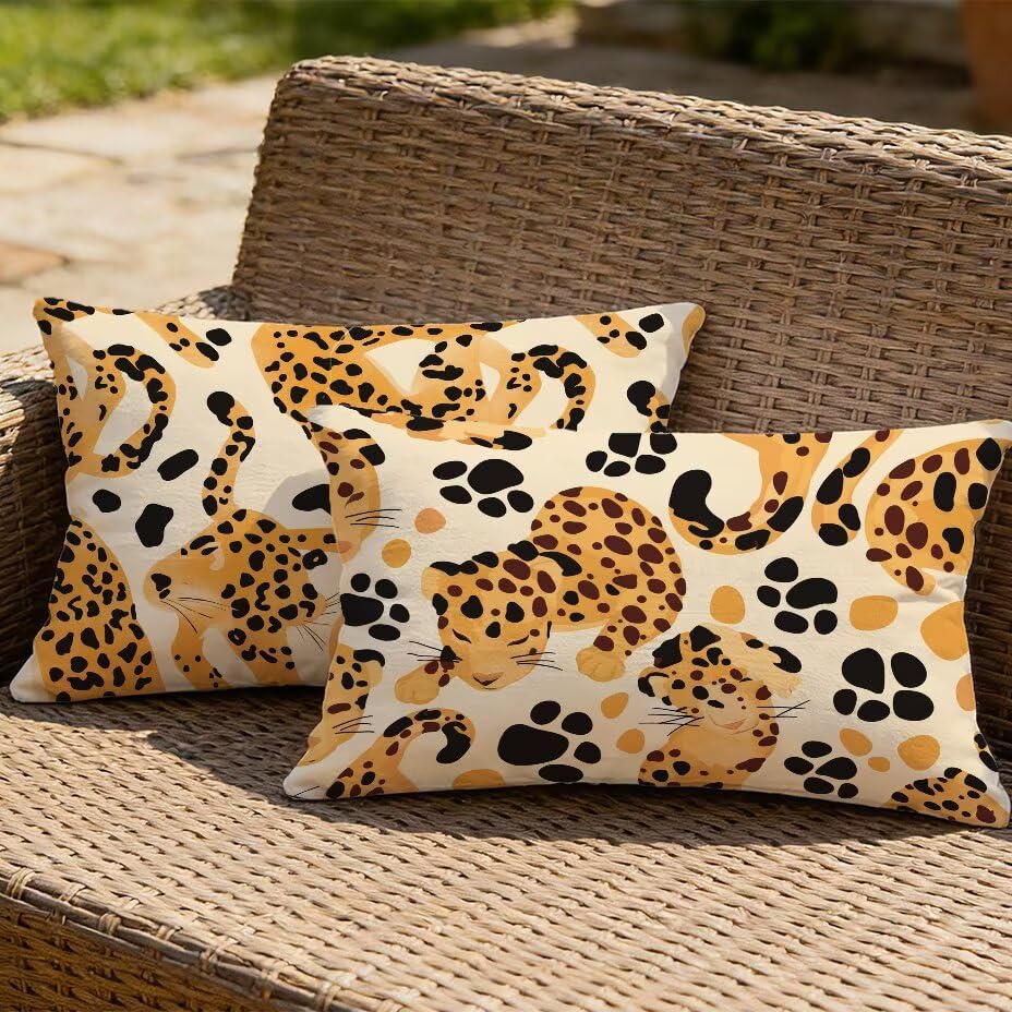 Housse de coussin de jardin 40x80 léopard imperméable