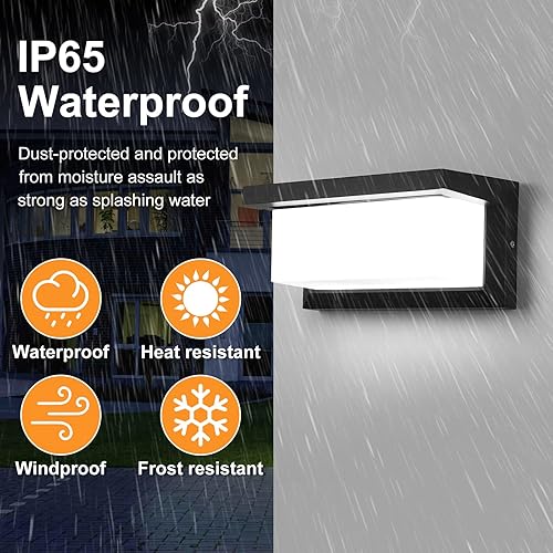 Miniatura 4 de Luces de pared para exteriores, aplique de pared negro Ip65, impermeables, para exteriores, montaje en pared, luces exteriores para casa, jardín,