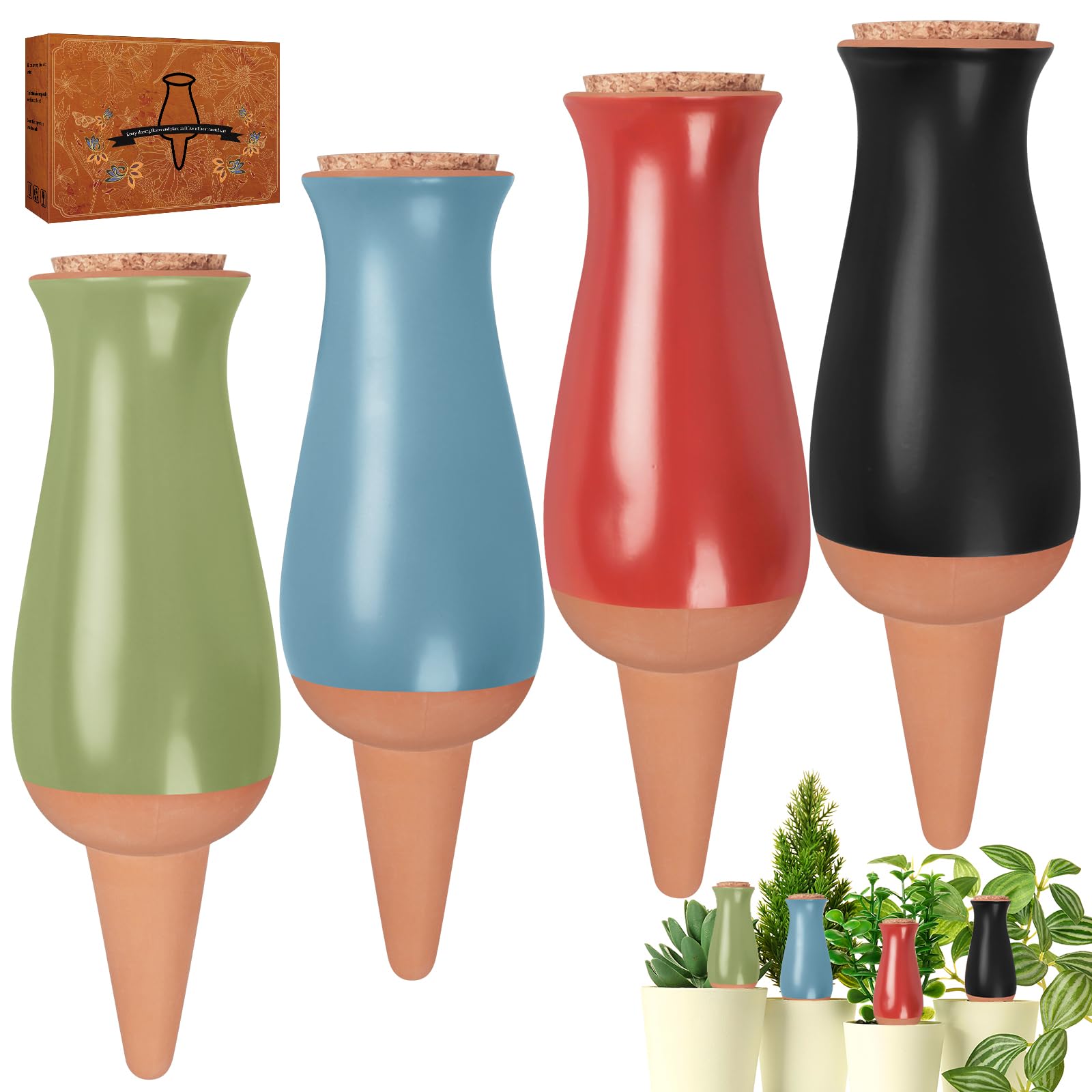 Lot De 6 Petits Globes D'Arrosage En Plastique Pour Plantes D'Intérieur