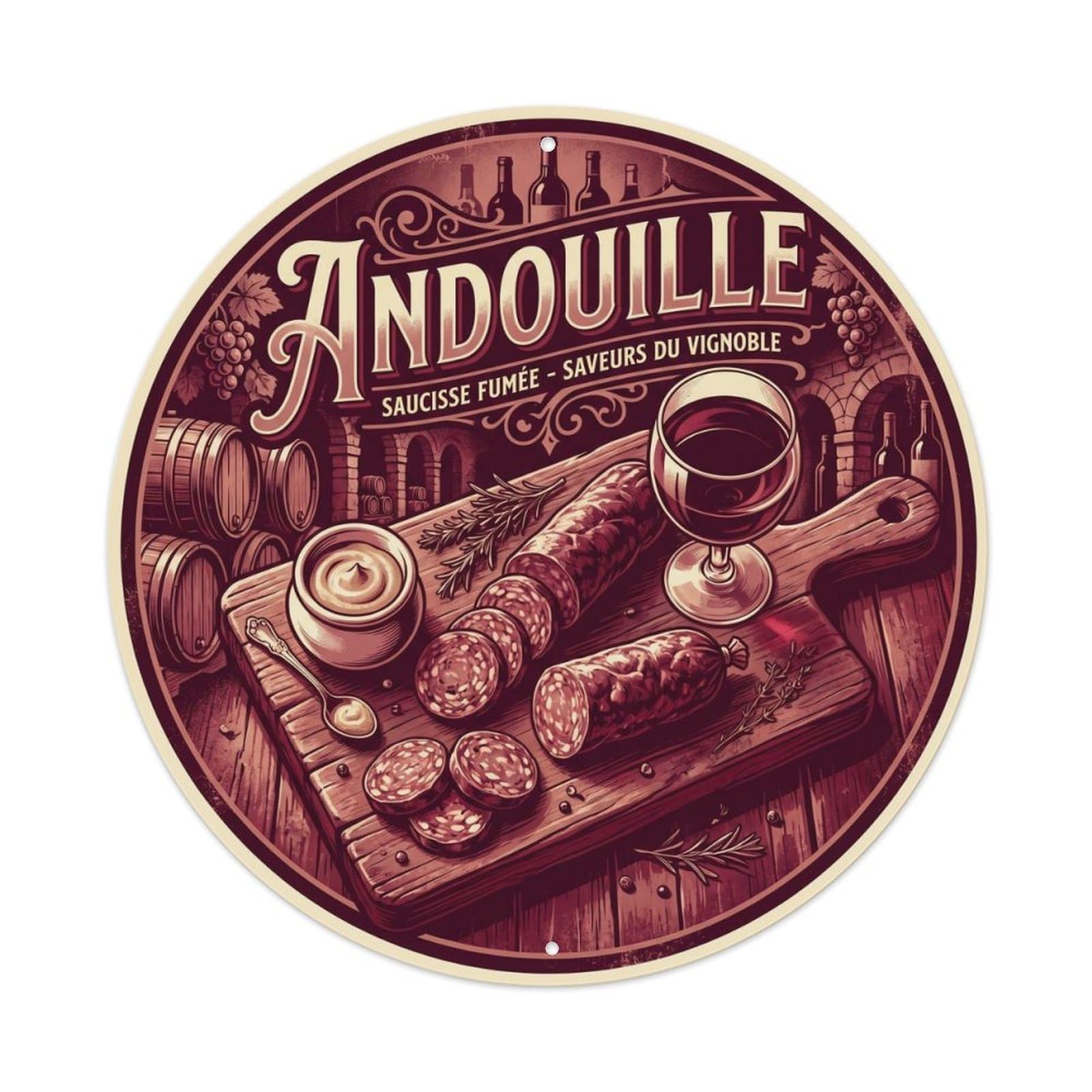 French Andouille Deli Meat Cuisine Vintage Metal Tin Sign