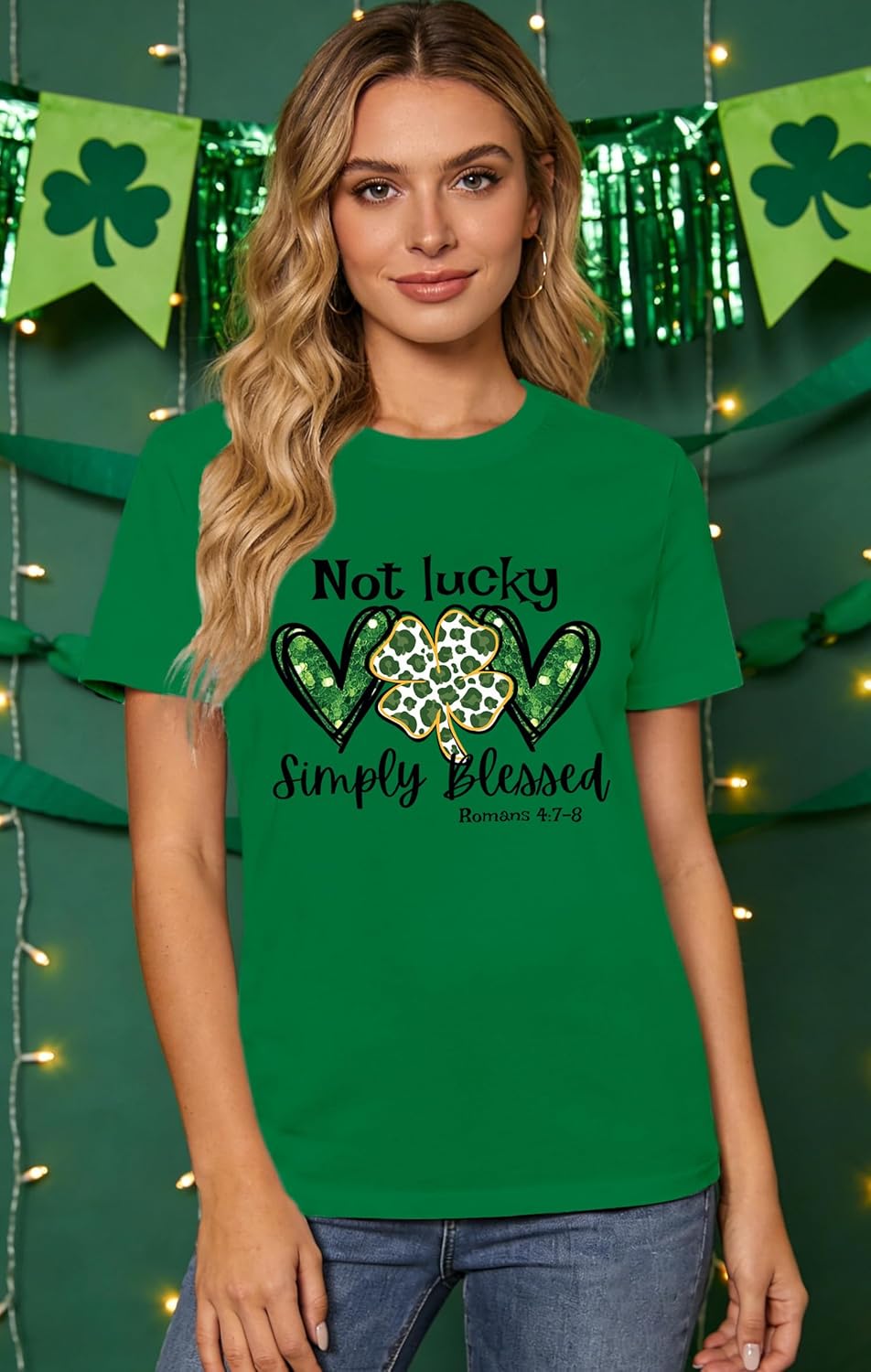 St Patricks Day Shirt Women Irish Festival Religious T-Shirts Lucky Shamrock Blessed Tee Tops - Image 2