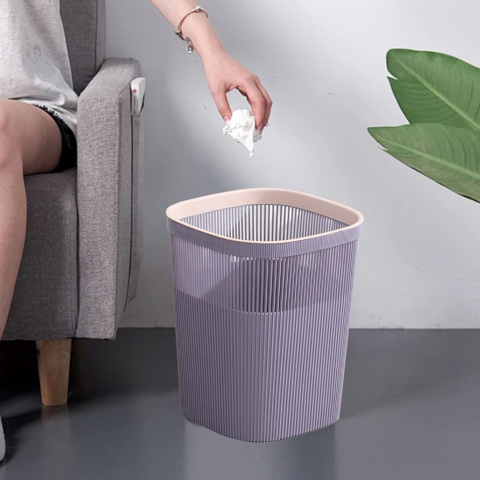 Bathroom Trash Can Garbage Can Trash Bin Round Waste Basket Stylish Simples Style Hard and Durables for Bathrooms