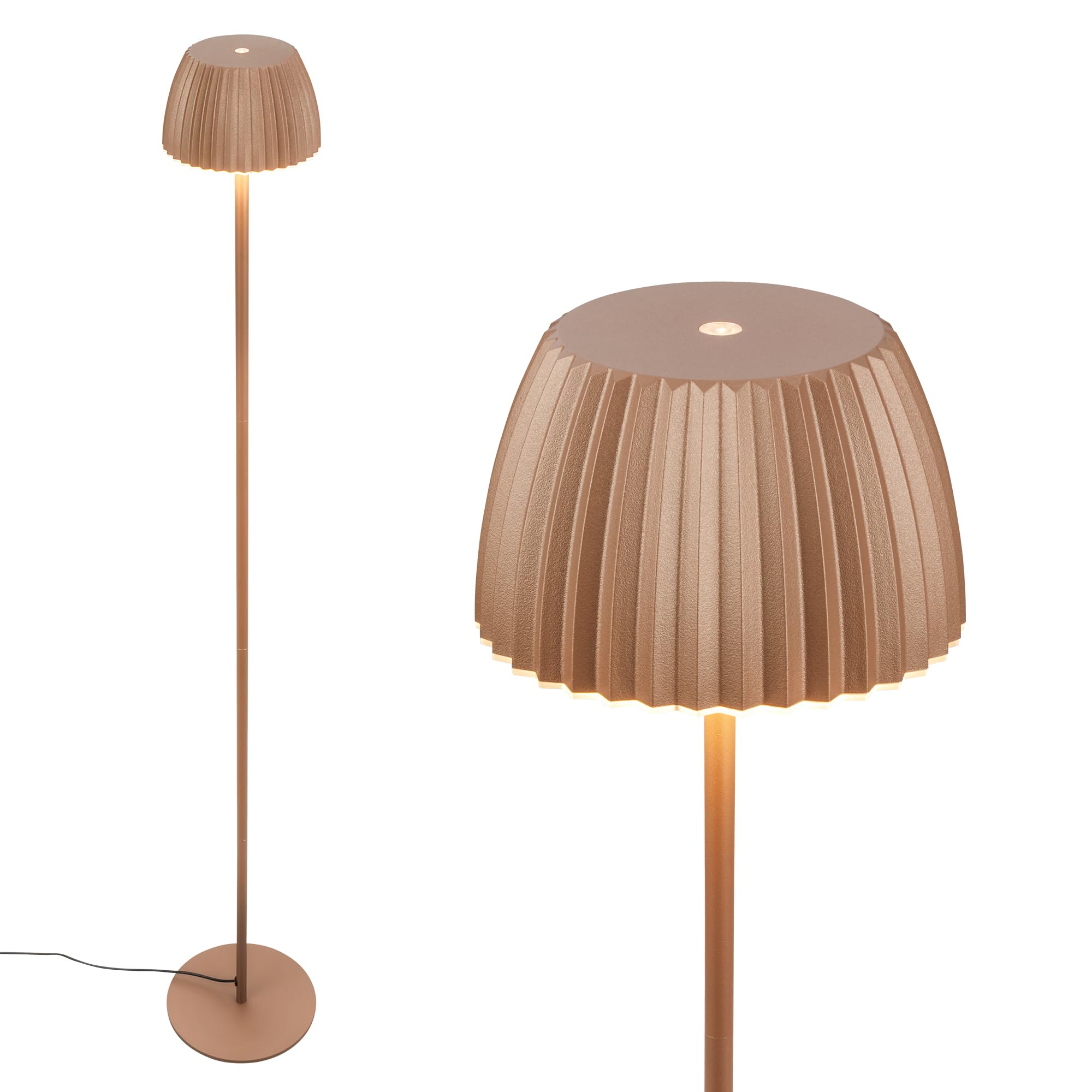 BRILONER - Lampa stojąca LED z dotykiem, możliwość ściemniania, krawędź świetlna, ciepłe białe światło, lampka do czytania, lampa do salonu, sypialni, lampa stojąca, 19 x 124 cm, kawa