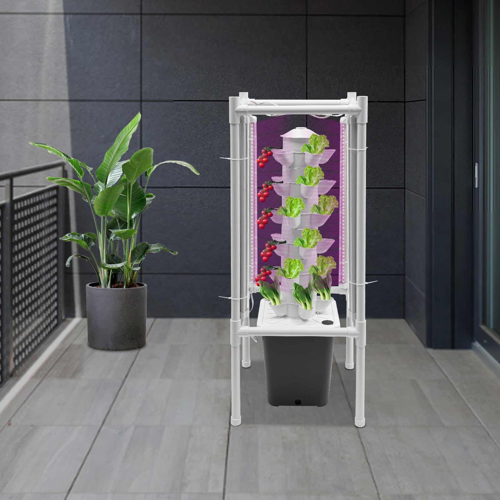 Torre hidropónica vertical con depósito de agua de 10L,Kit de cultivo hidropónico,para hierbas, frutas y verduras