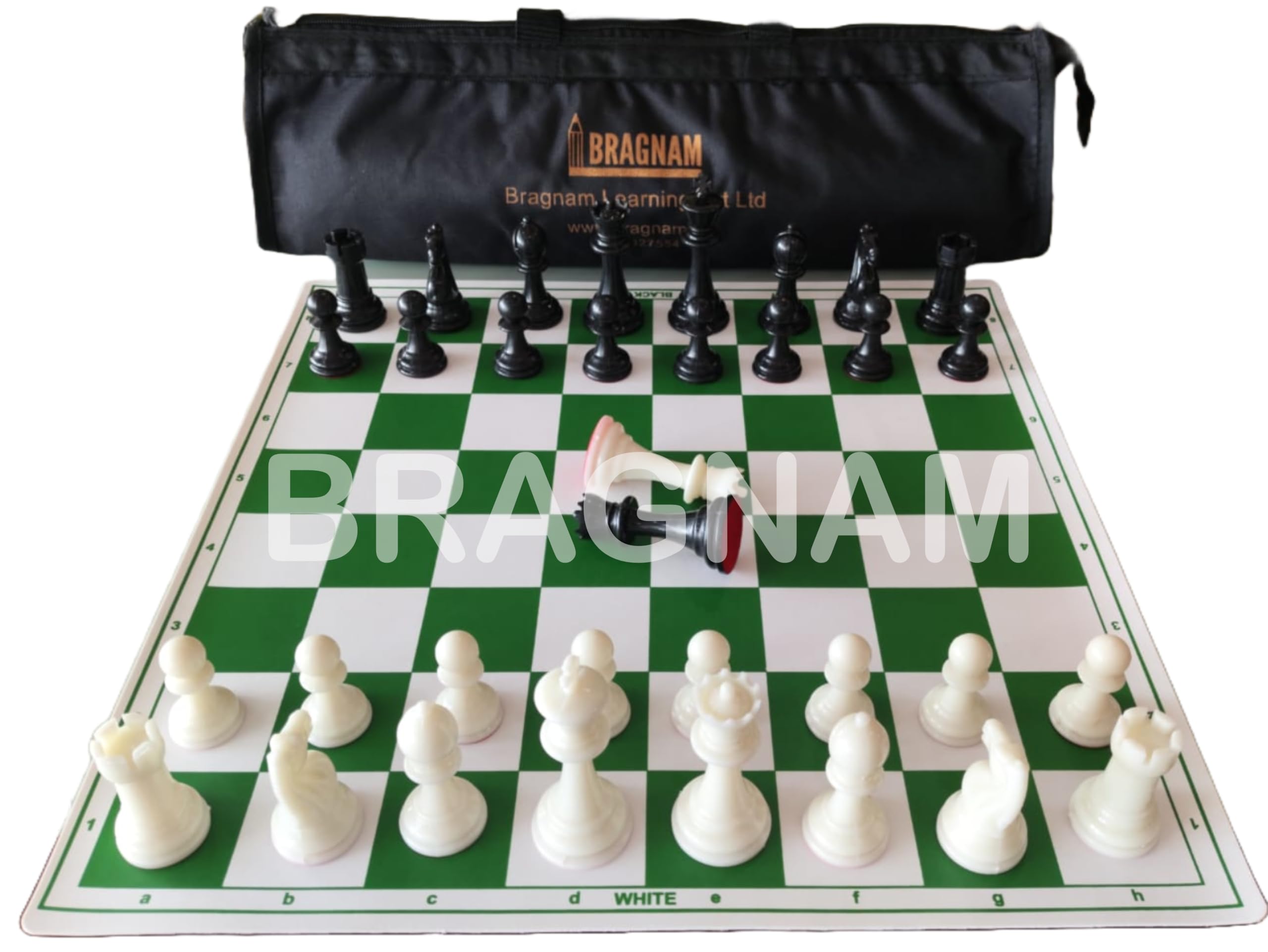 6 Years And Up 17" X 17" Professional Vinyl Chess Set (Fide Standards)- With Extra Queens & Carry Bag