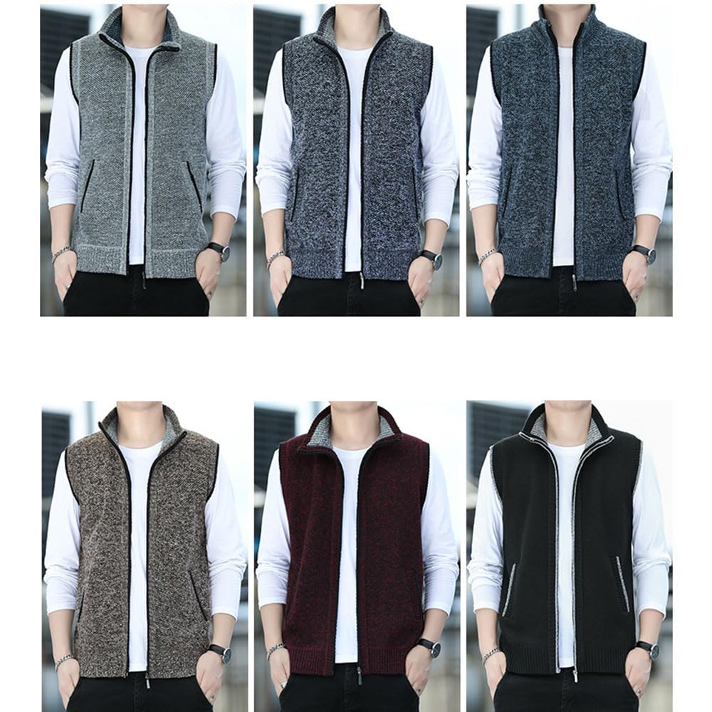 Gilet Lavorato A Maglia Uomo - Senza Maniche, Colletto Rialzato, Viscosa E Poliestere