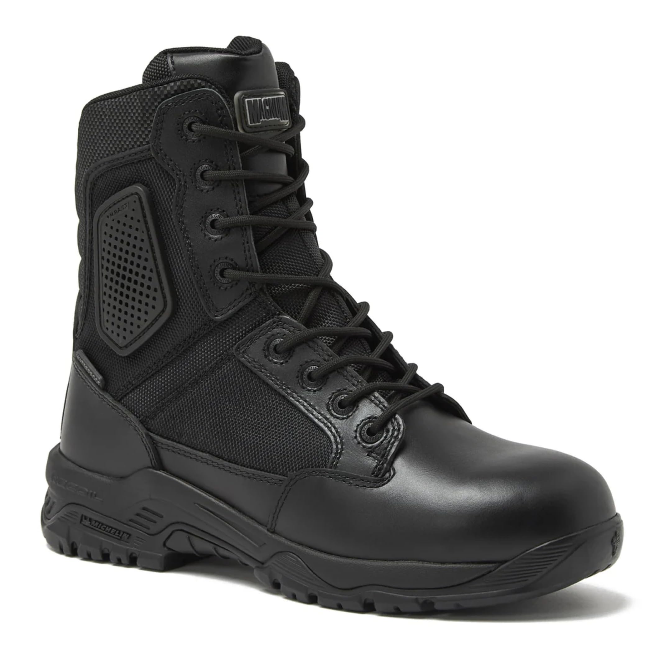 Strike Force 8" Side Zipper Tactical Boots - Designed for Police, EMS, Security, Military, Hunting & Motorcycle w/Slip Resistant Michelin Outsole