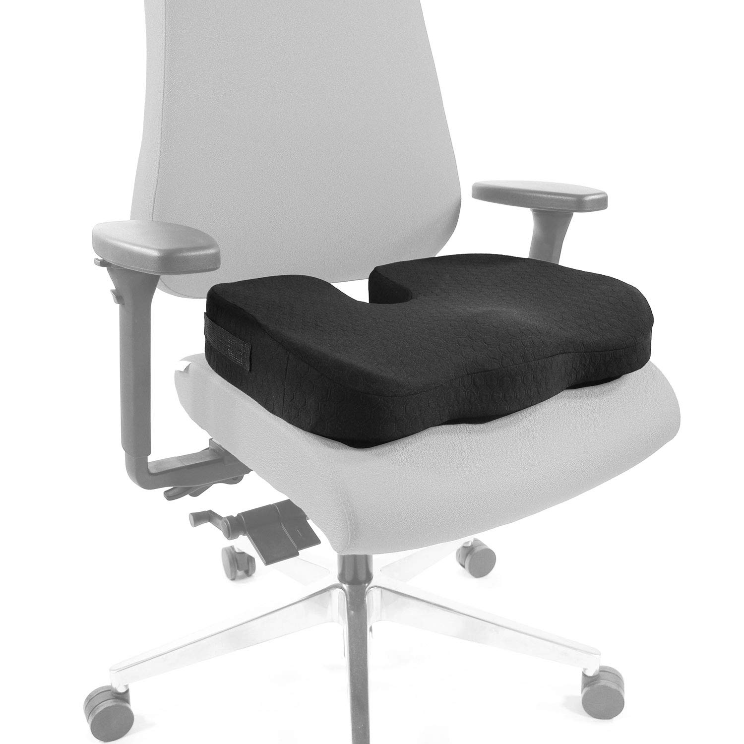 HJH Office Cuscino per Seduta Ortopedica MEDISIT II Cuscino con Memory Foam e Strato in Gel, Fodera Antiscivolo, Rimovibile e Lavabile 780001