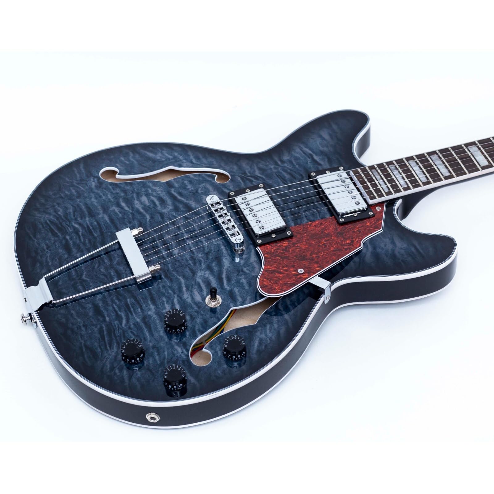 Standard Gitara Elektryczna 6 Strunowa Gitara Elektryczna Semi Hollow Body Trapeze Tailpiece Bridge Praworęczny Piękny Dźwięk