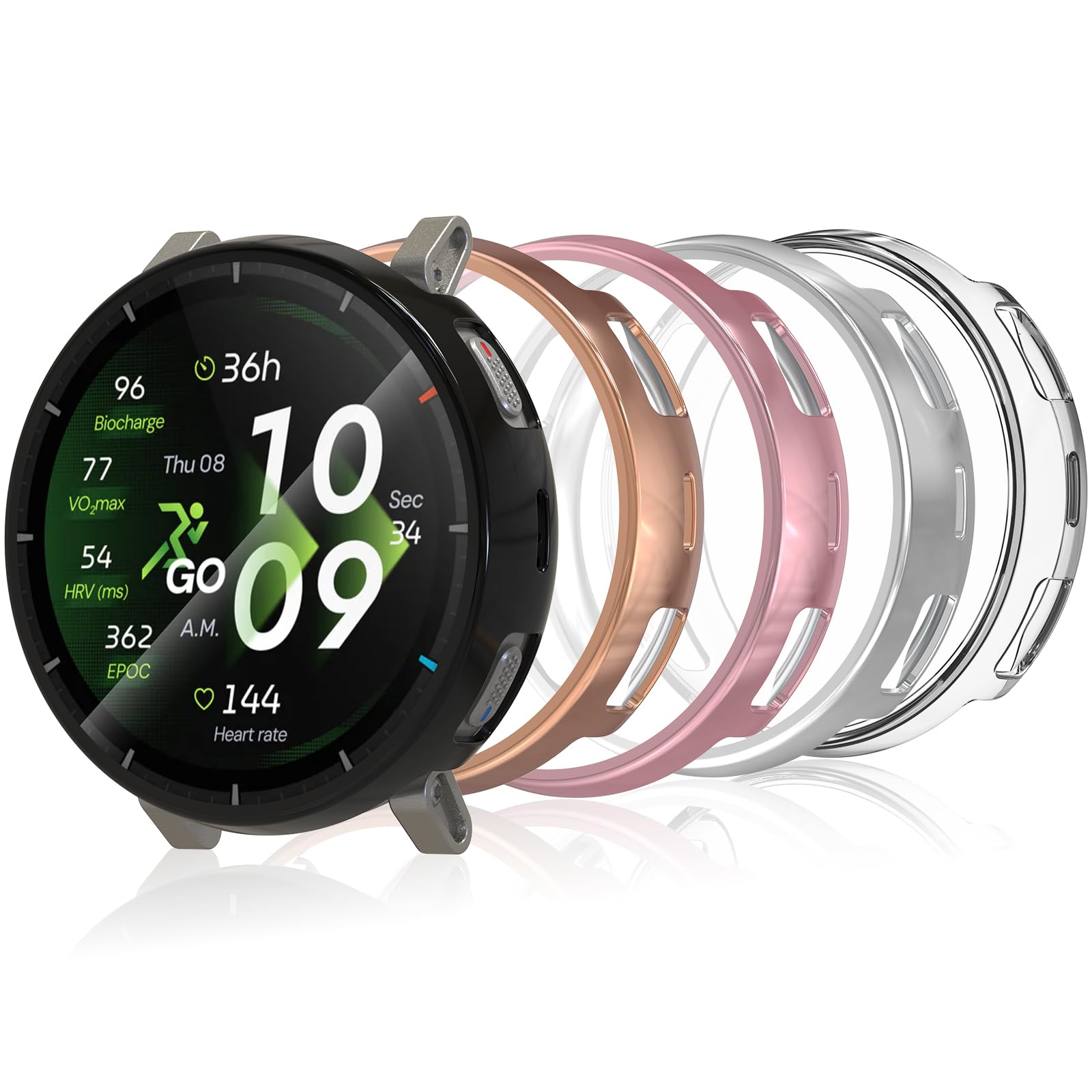 Hianjoo 5 Piezas Funda Compatible con Amazfit Active 3 Premium 45mm, Active 3 Premium Suave Cubierta TPU Silicona Goma con Completo Protector Pantalla Carcasa Marco Resistente Rasguños Protectora