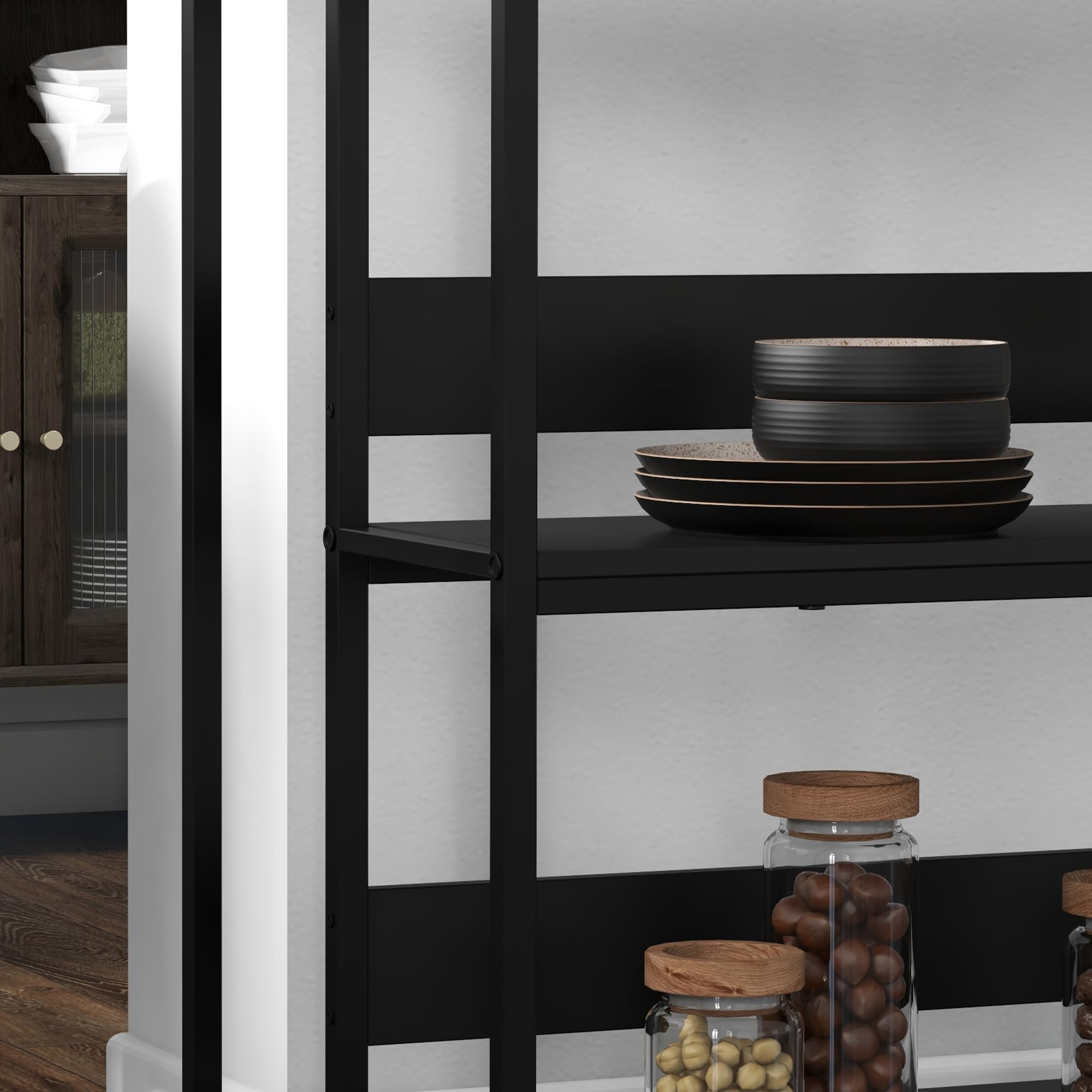 HOMCOM - Postre isla de cocina, mueble de cocina, bandeja de aspecto mármol, estructura de acero, 2 estantes, mueble de almacenamiento para salón, estilo moderno, 100 x 50 x 90 cm, color negro