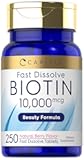 Carlyle Biotin 10000mcg | 250 Fast Dissolve Tablets | Max Strength | Vegetarian, Non-GMO, Gluten Free Supplement