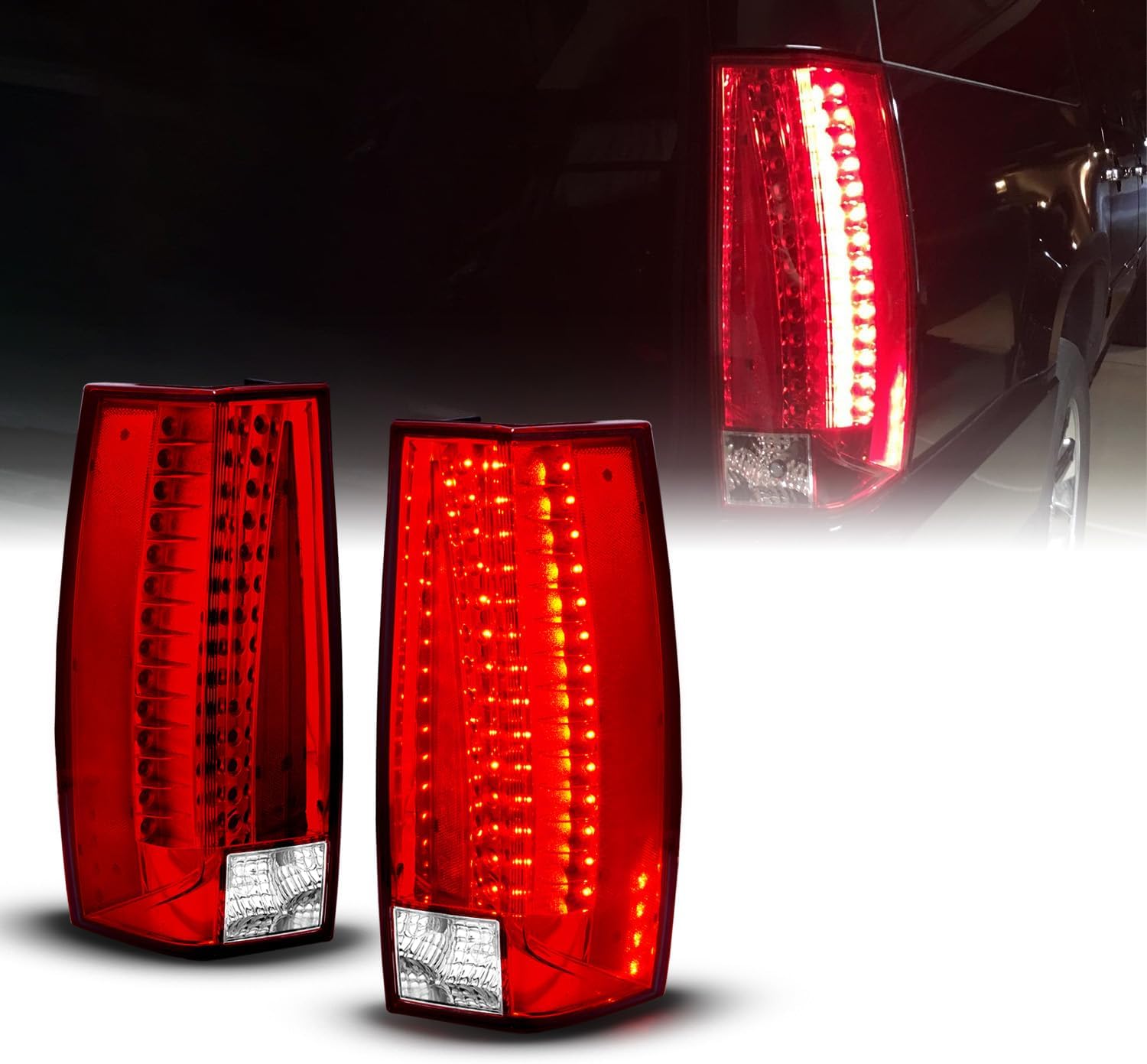 AmeriLite Red/Clear LED Tail Lights G5 For Chevy Tahoe/Suburban/Yukon - Passenger and Driver Side
