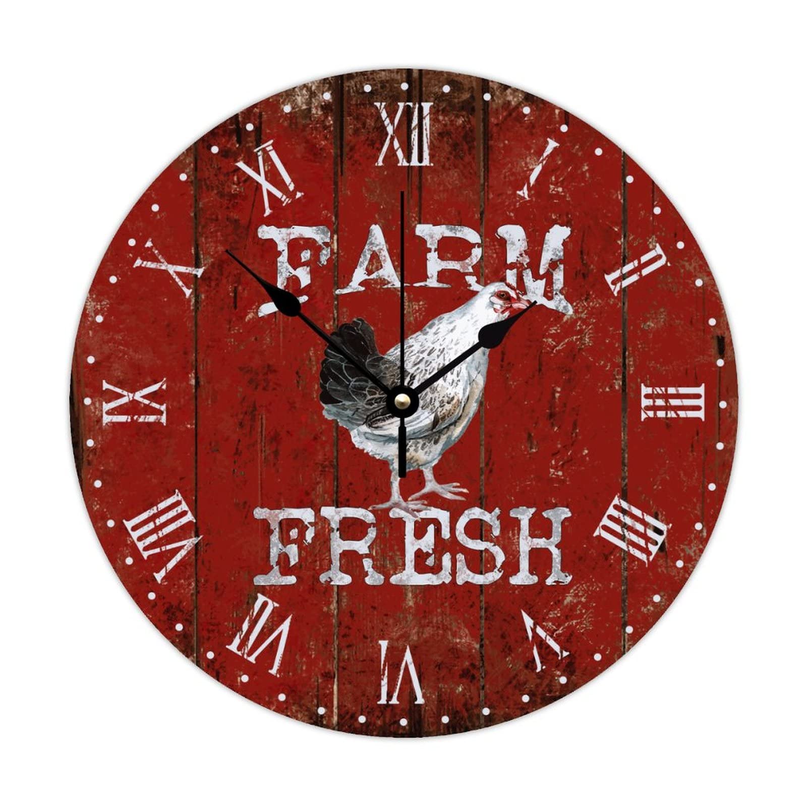 Horloge murale coq en bois rétro pour une ambiance de salle de bain