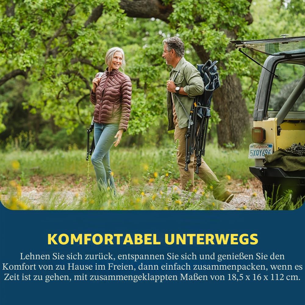 GCI Outdoor Comfort Pro Rocker Campingstuhl | Tragbarer klappbarer Schaukelstuhl mit robusten Armlehnen & Getränkehalter Königsblau