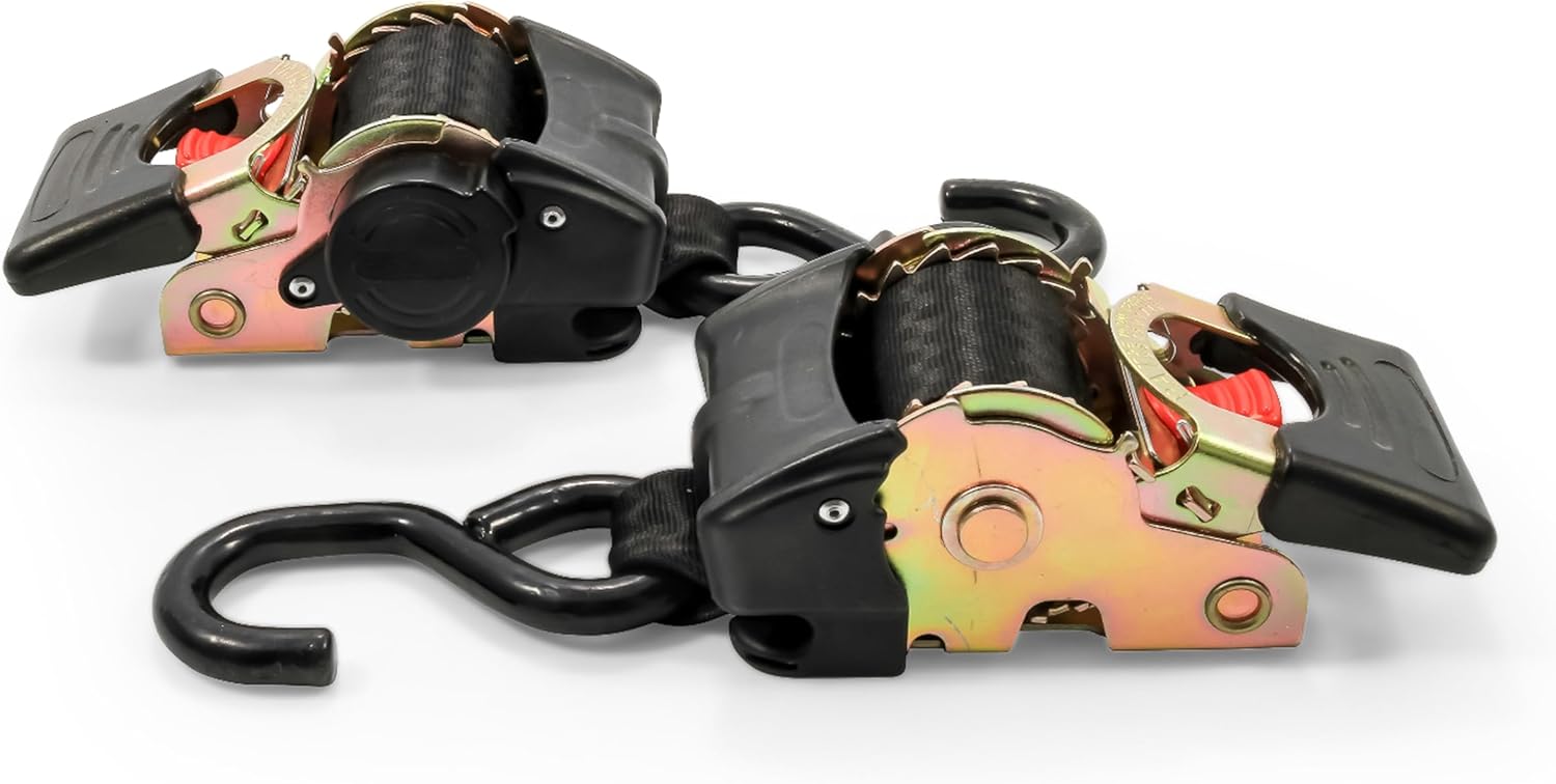 Camco Retractable Transom Tie Down Strap, Black