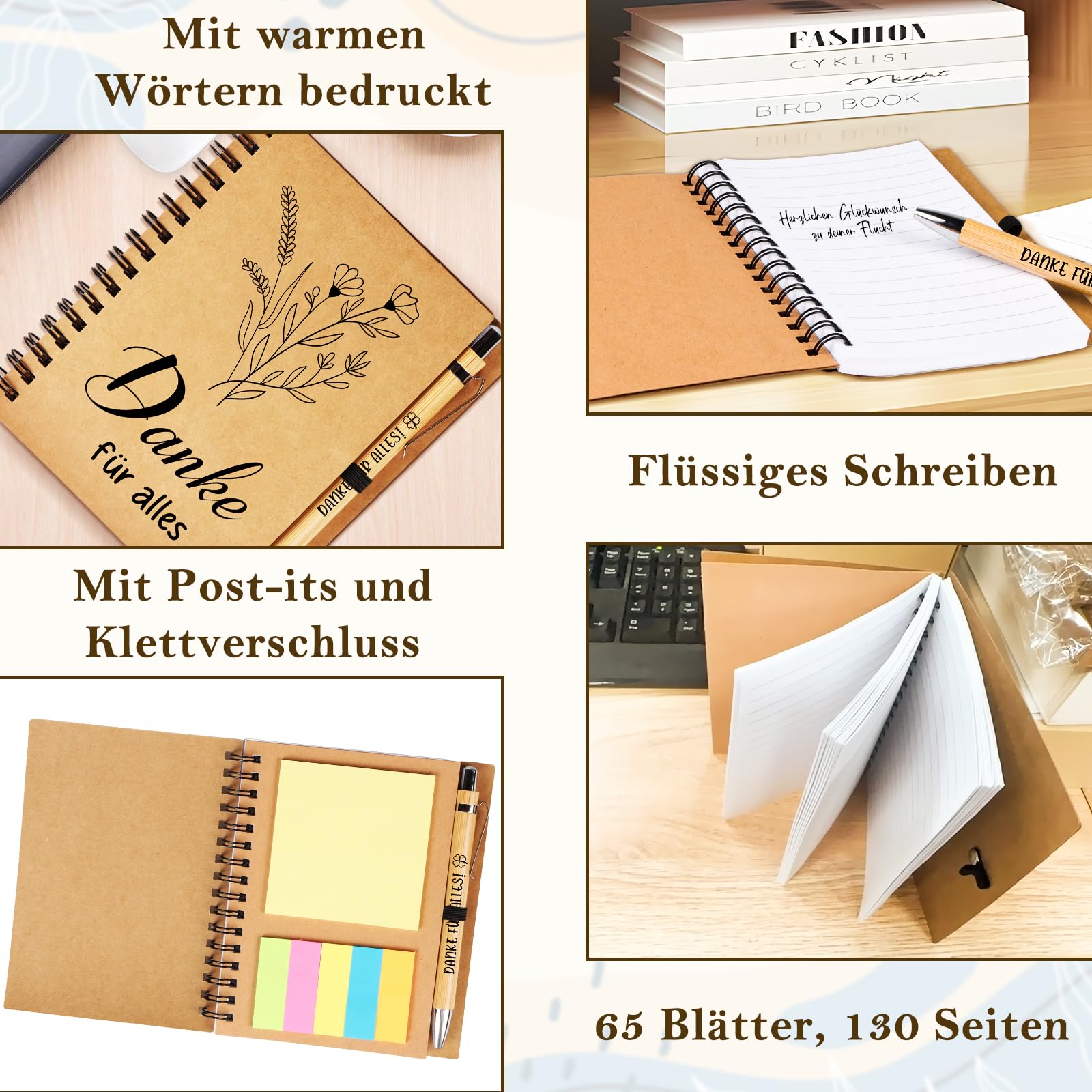 TUZELIYA Dankeschön Geschenke Klein, 8 PCS Danke Geschenk Notizbuch Set - Danke für alles - Dankeschön Geschenk für Lehrer, Arzt, Kollege, Kollegin, Frauen und Männer