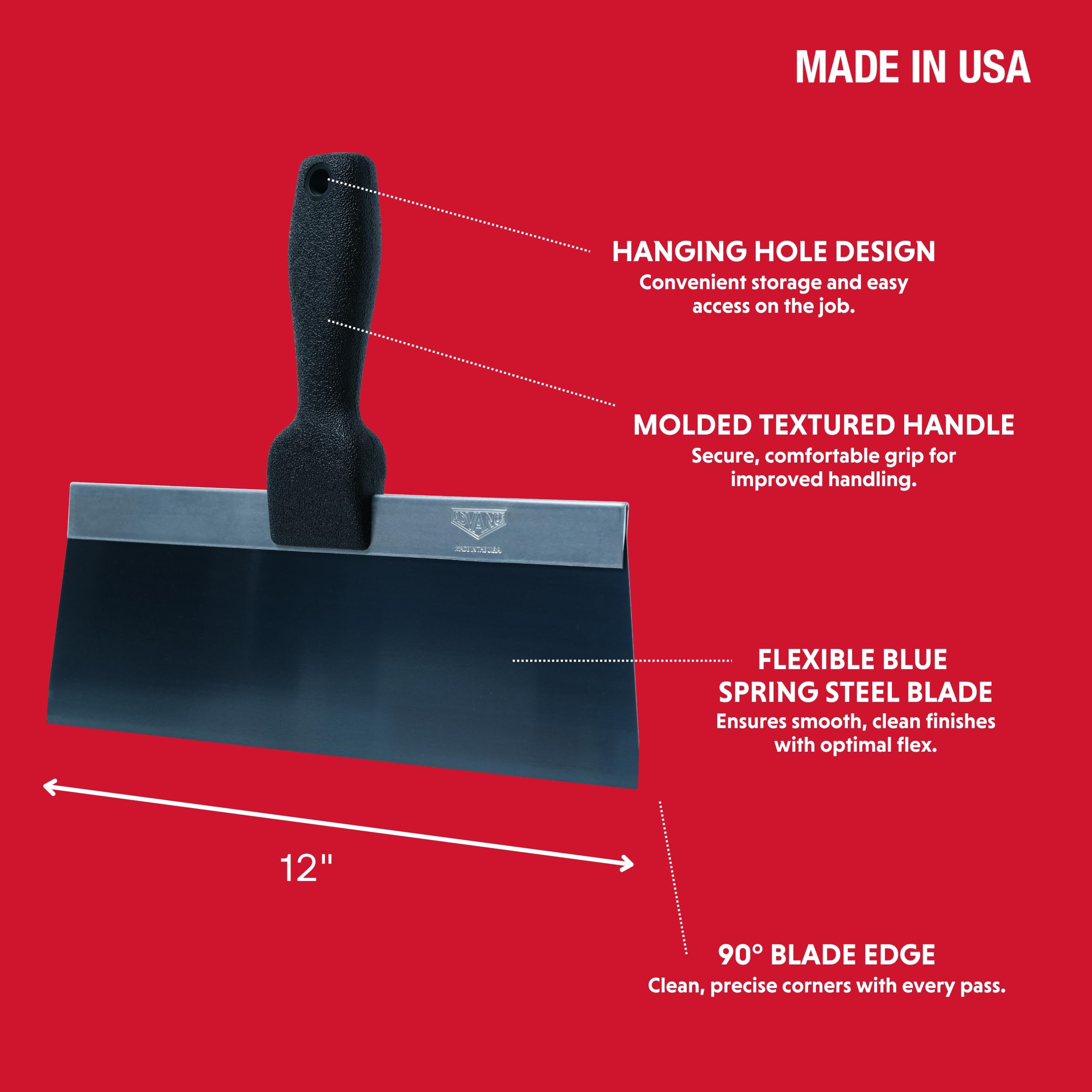 Blue Steel Drywall Taping Knife, Flexible, 12-In. 34412