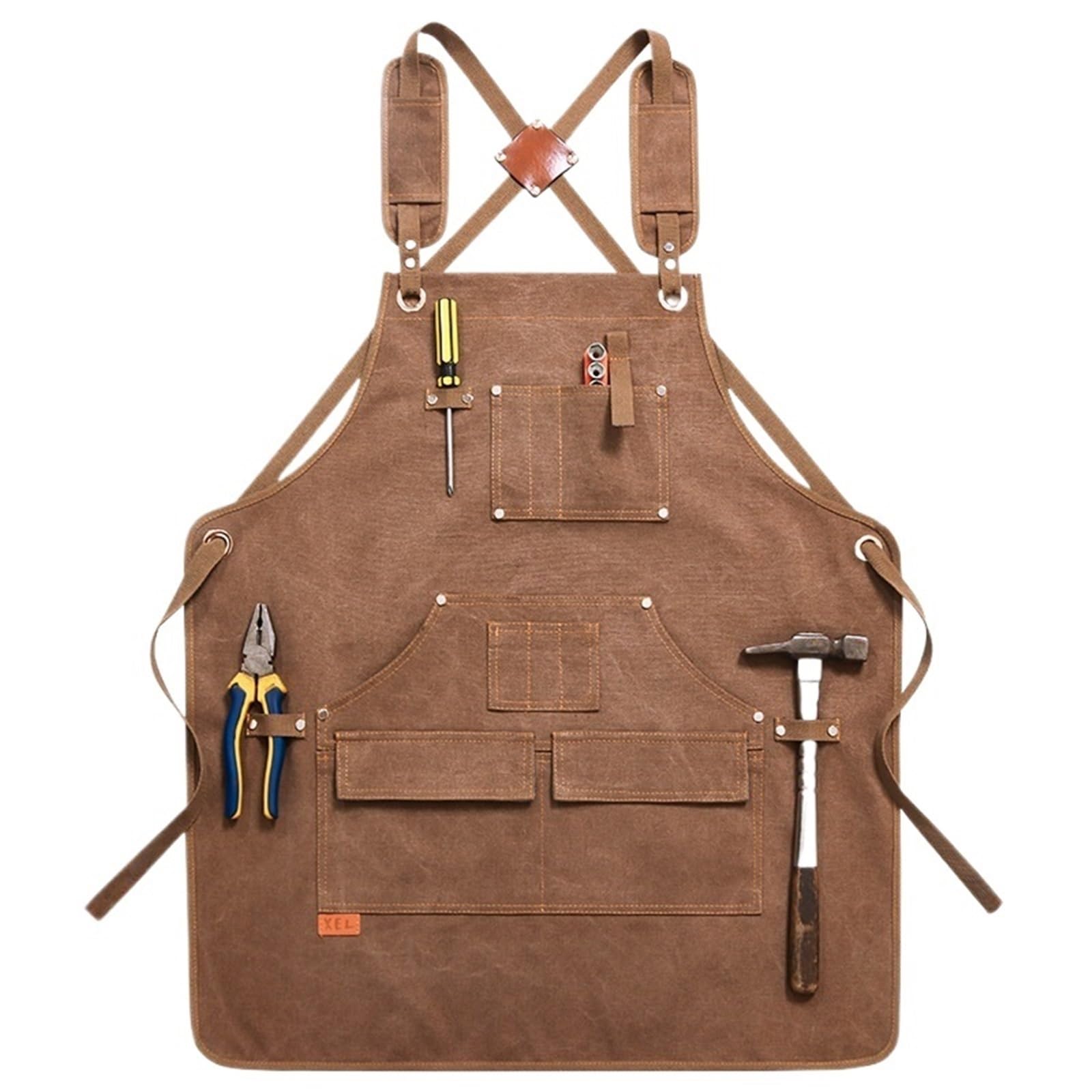 Tablier de jardinage et cuisine robuste unisexe en toile avec poches à outils bretelles croisées for le travail du bois la peinture pour Homme et Femme