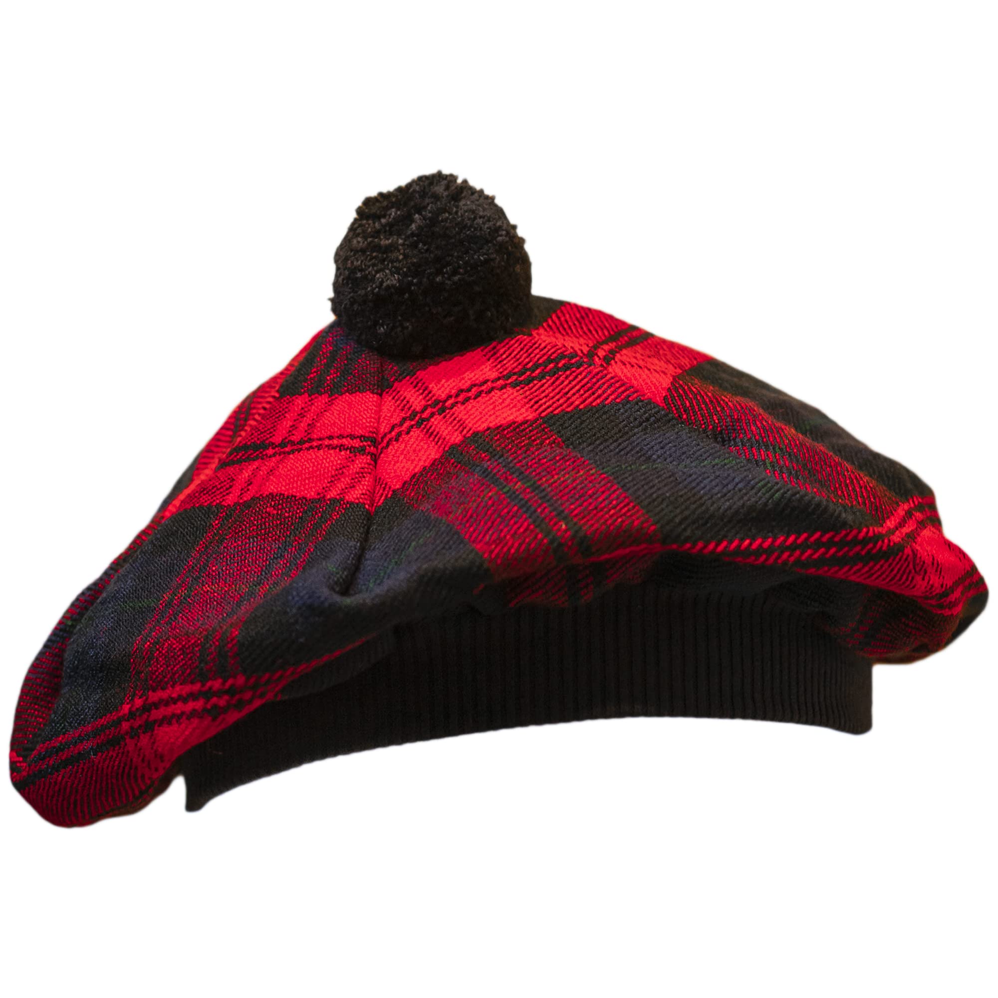 Scottish Tam O’ Shanter Hat Tartan Bonnet Pom Pom Wool Flat Cap One Size