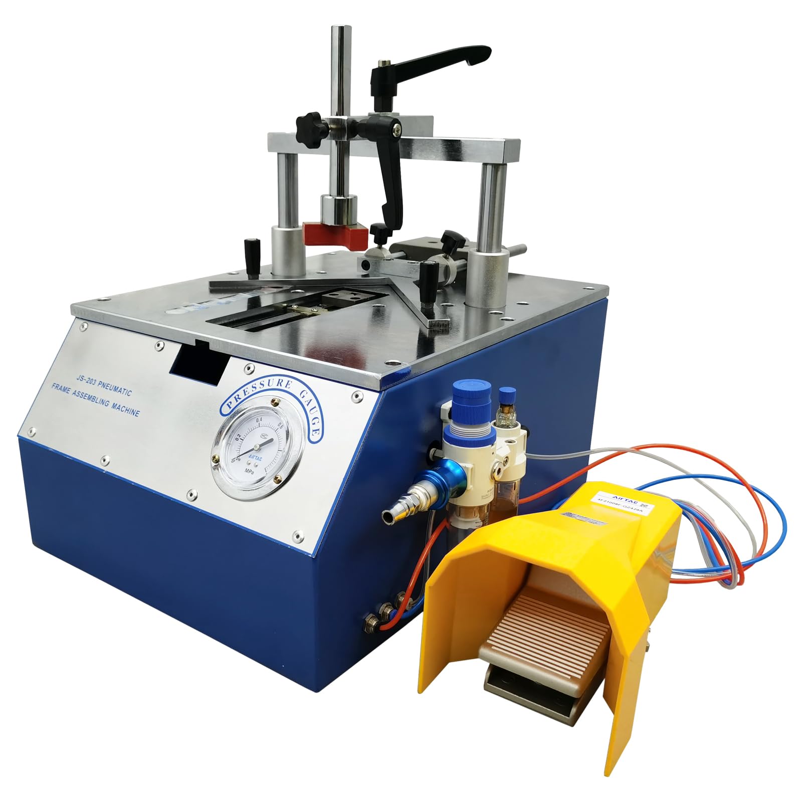 TECHTONGDA Pneumatic Picture Frame Nailer Benchtop Frame Nailing Machine with Foot Switch for Picture Photo Mirror Frame