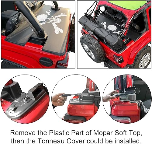 Miniatura 10 de Shadeidea Cubierta Tonneau compatible con Jeep Wrangler Cargo Cover JL 4 puertas JLU (2018-actual) cubierta trasera del maletero negro  Bandera