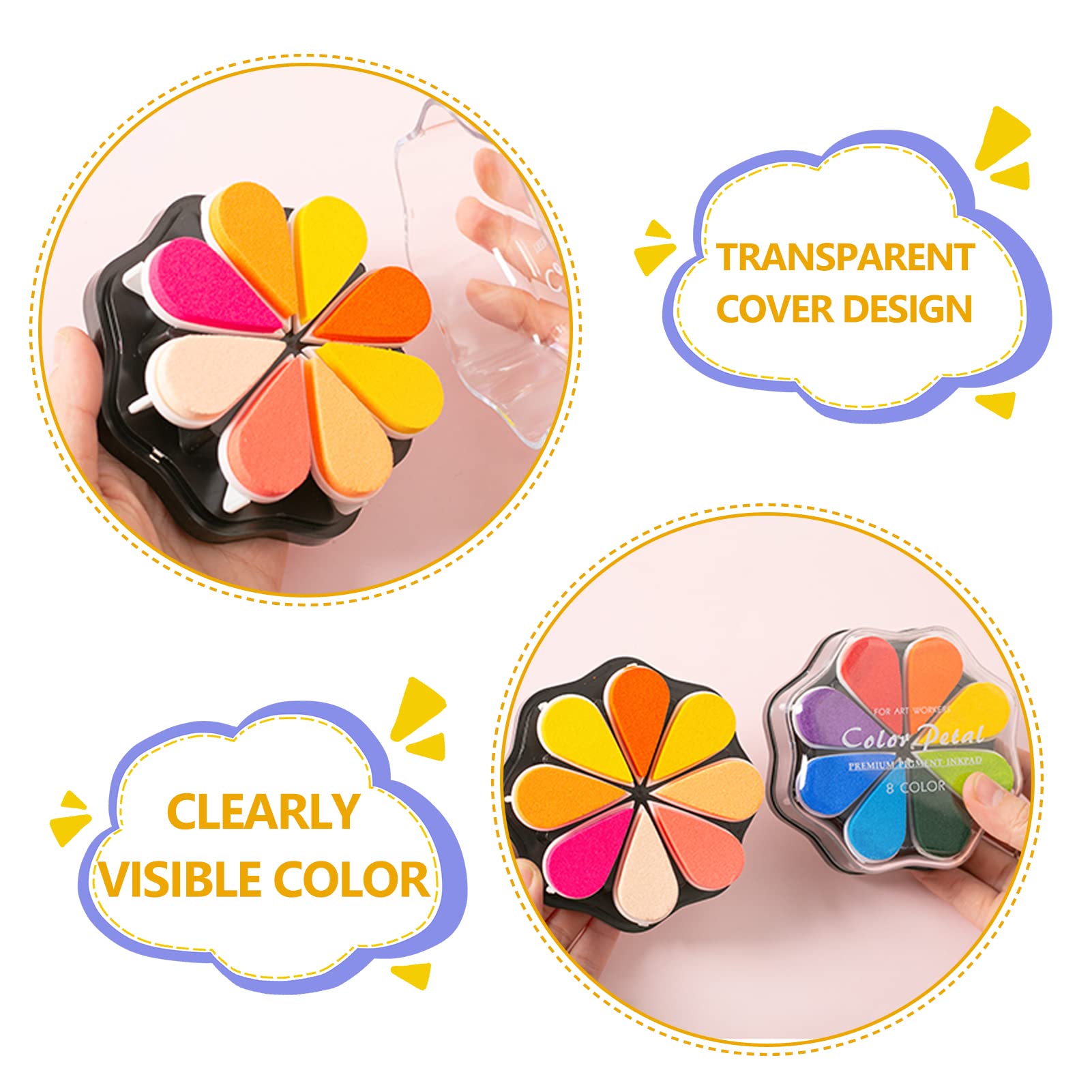 Petal Shape Stamp Pad Set, 8 Colors, Ink Pads for Scrapbooking Card Making, Arts and Crafts, DIY Projects - Image 3