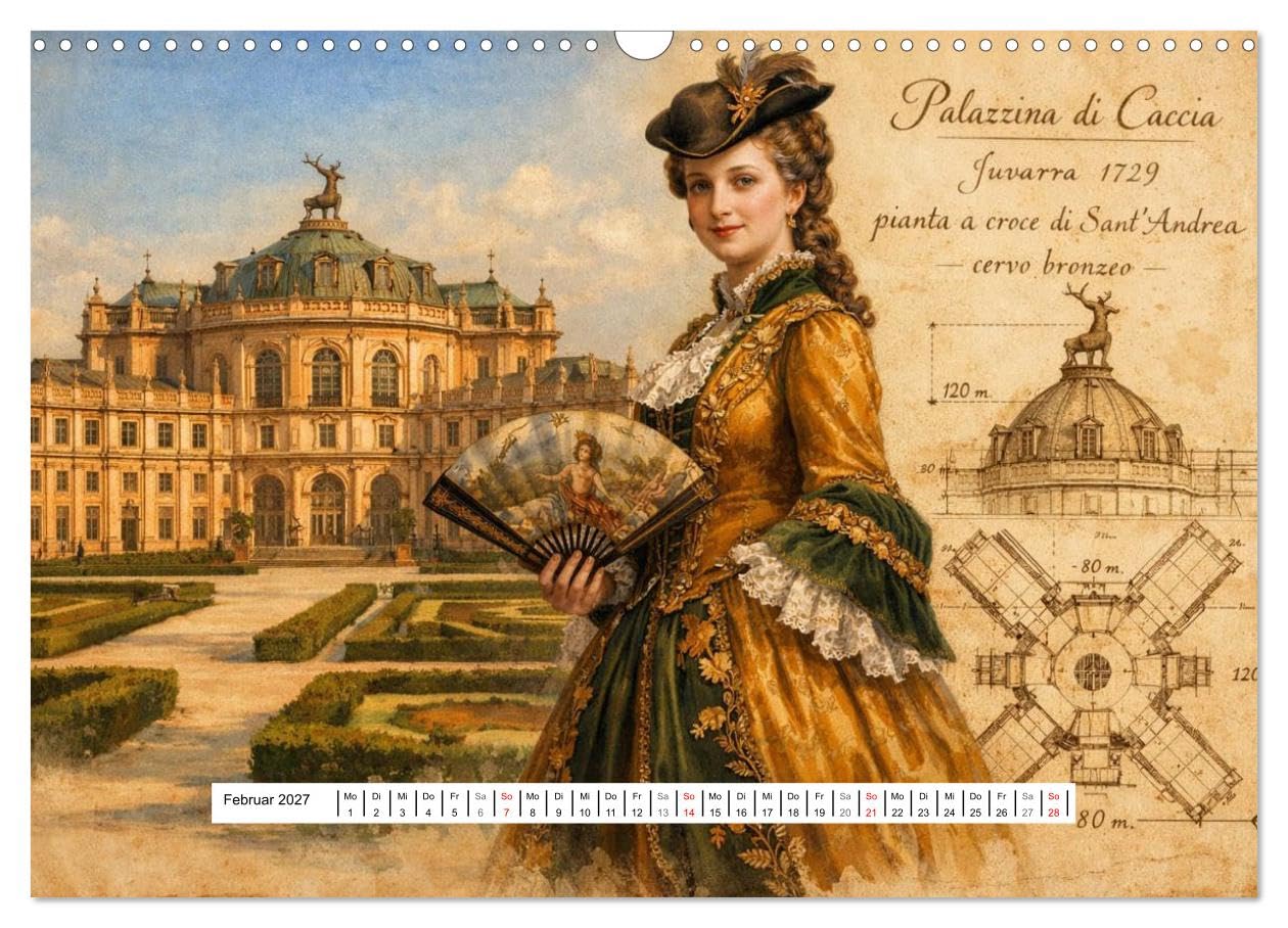 Rokoko Weltreise (Wandkalender 2027 DIN A3 quer), CALVENDO Monatskalender: Prachtvolle Paläste und ihre eleganten Damen (CALVENDO Orte)