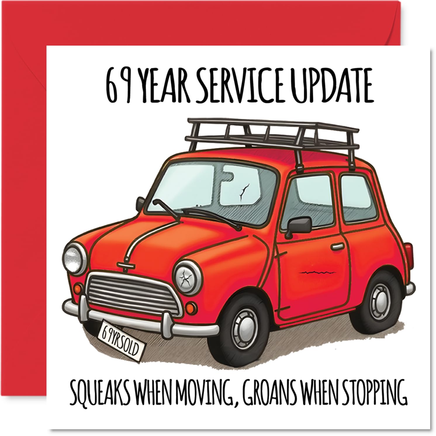 69th Birthday Cards for Women Men - Yearly Service Update - Happy Birthday Card for 69 Year Old Woman Man Nan Sister Brother Nanny, 145mm Bday Greeting Cards