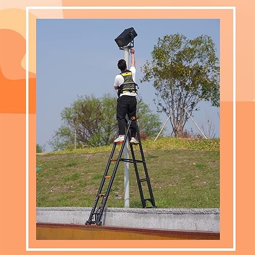 Miniatura 8 de Escaleras, escalera telescópica alta con barra estabilizadora, escalera de extensión multifuncional de aluminio resistente para techo industrial