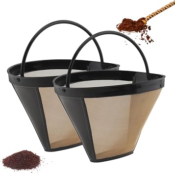 Reusable Coffee Filter Baskets 2PC, Cone Coffee Maker Filters Replacement Compatible with Ninja Coffee Machine, 8-12 Cup Coffee Filters for Cuisinart Coffee Maker Filter and Brewers