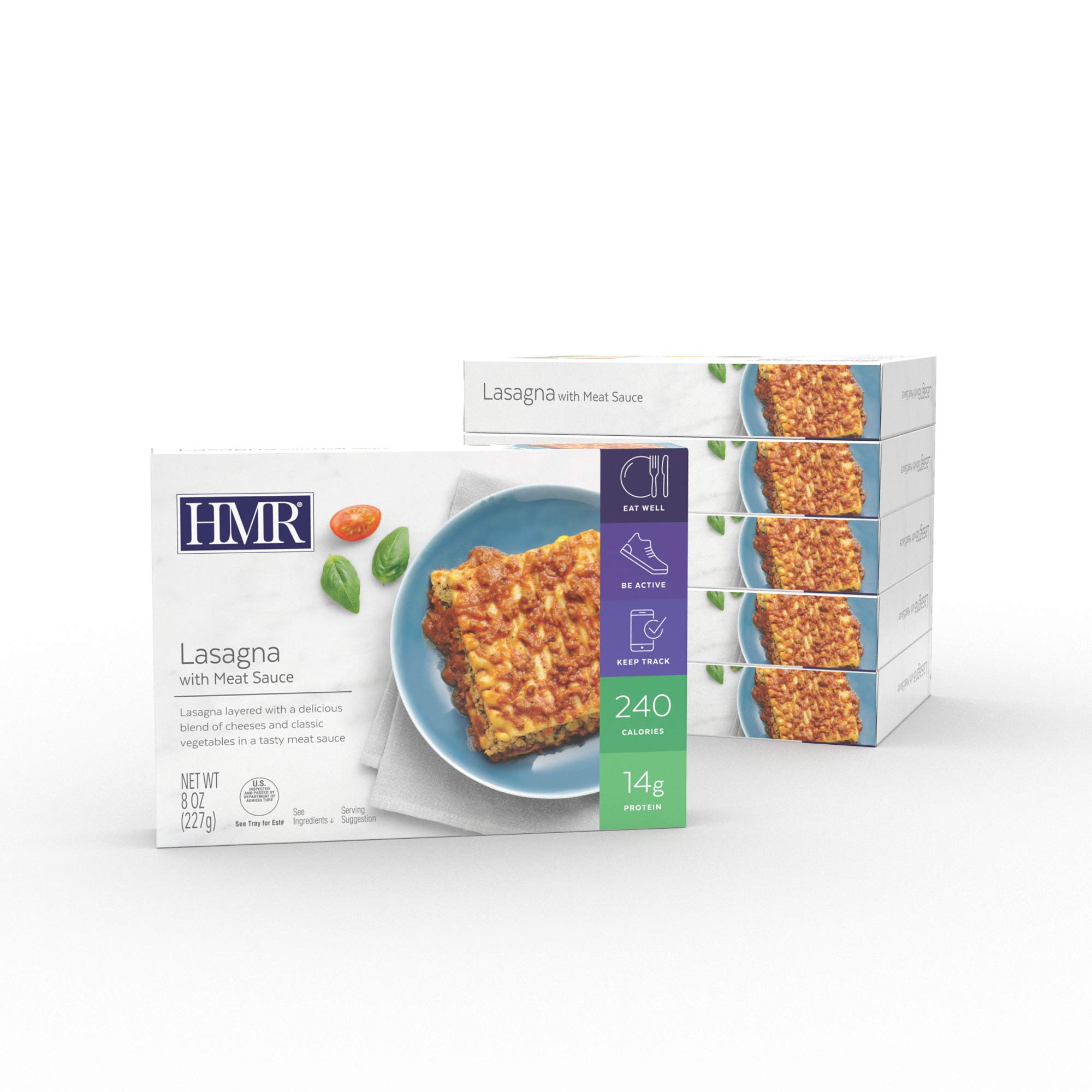 HMR Lasagna with Meat Sauce Entrée | Pre-packaged Lunch or Dinner to Support Weight Loss | Ready to Eat | 16g of Protein | Low Calorie Food | 8oz Serving per Meal | Pack of 24