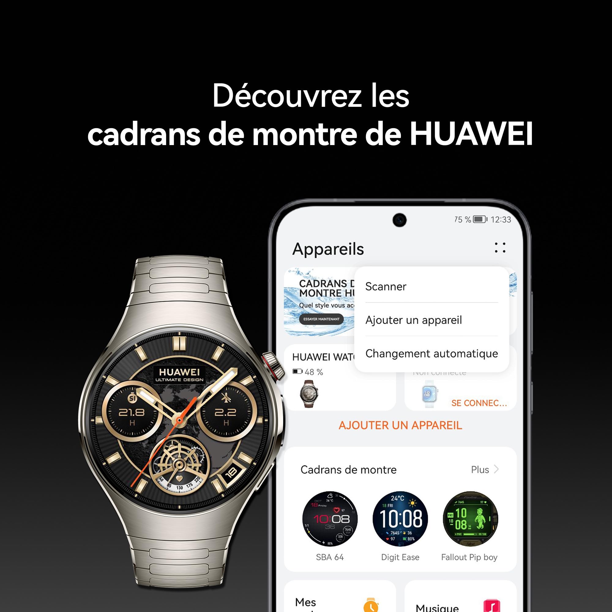 HUAWEI Watch 5 46mm Montre connectée, Garantie prolongée de 6 Mois, Marron | Technologie X-Tap à détection Multiple, Votre santé en Un Coup d'œil, eSIM, ECG,Smart Gestures, pour Android et iOS