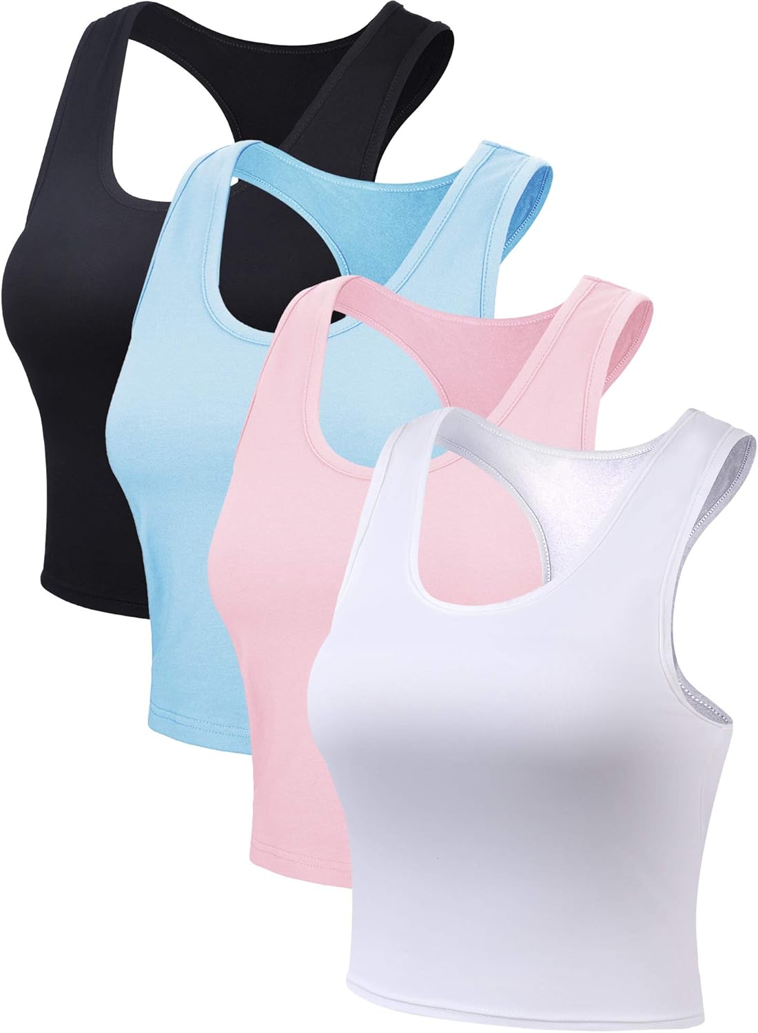 Boao 4 Pieces Basic Crop Tank Tops Sleeveless Racerback Crop Top for Women - Image 5