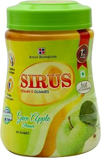 British Biologicals Sirus Vitamin D Gummies|Vitamin D Gummies for Men & Women|Gluten-Free|Supports Bone,Teeth & Muscle Hea... Price In India